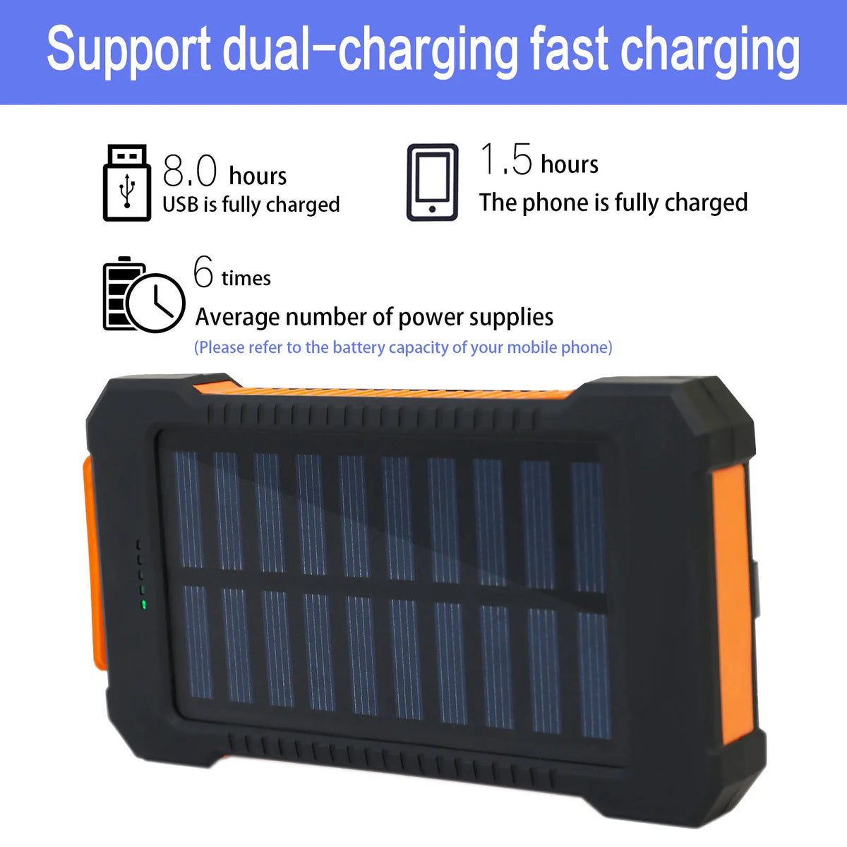 Waterproof Solar Wireless Power Bank With Flashlight