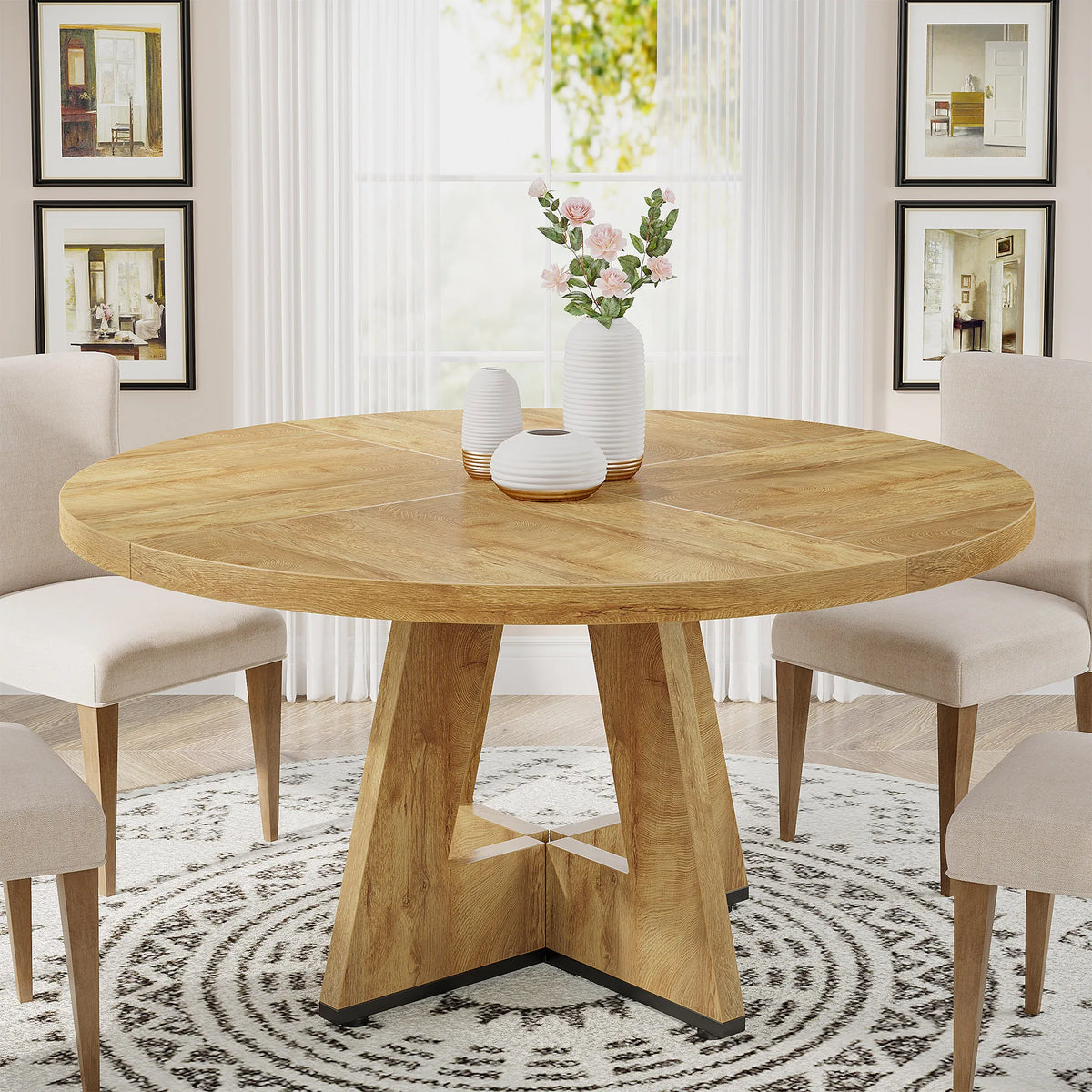 Tribesigns Round Farmhouse Dining Table