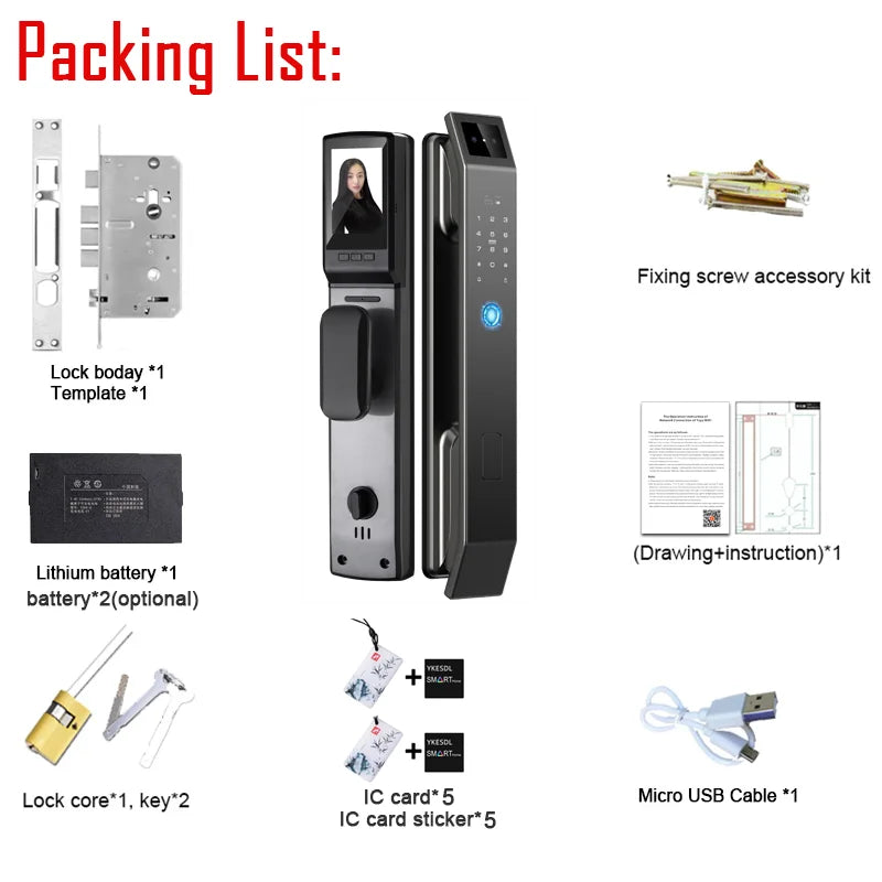 YKESDL 3D Face Recognition Smart Door Lock