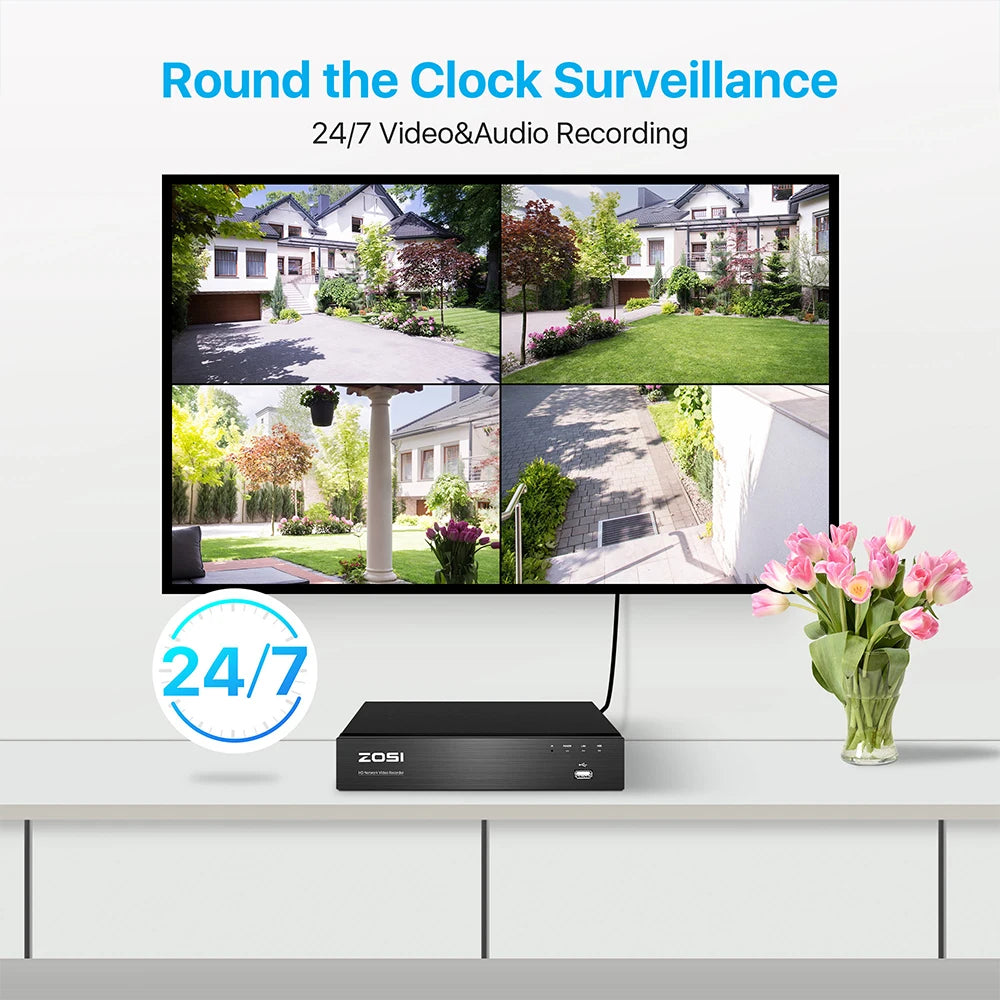 Zosi 8MP 4K PoE NVR Security Camera System