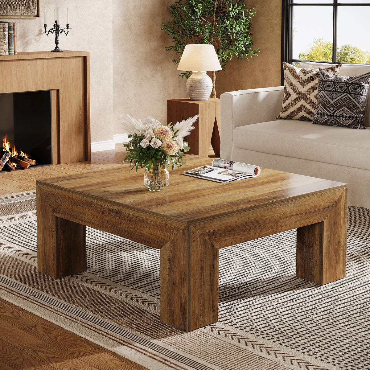 Tribesigns Farmhouse Square Coffee Table