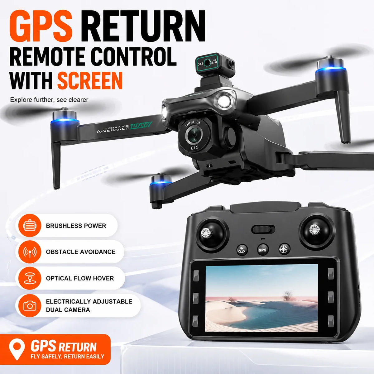Znlyrion S159 GPS Drone With 8K Camera And Optical Flow