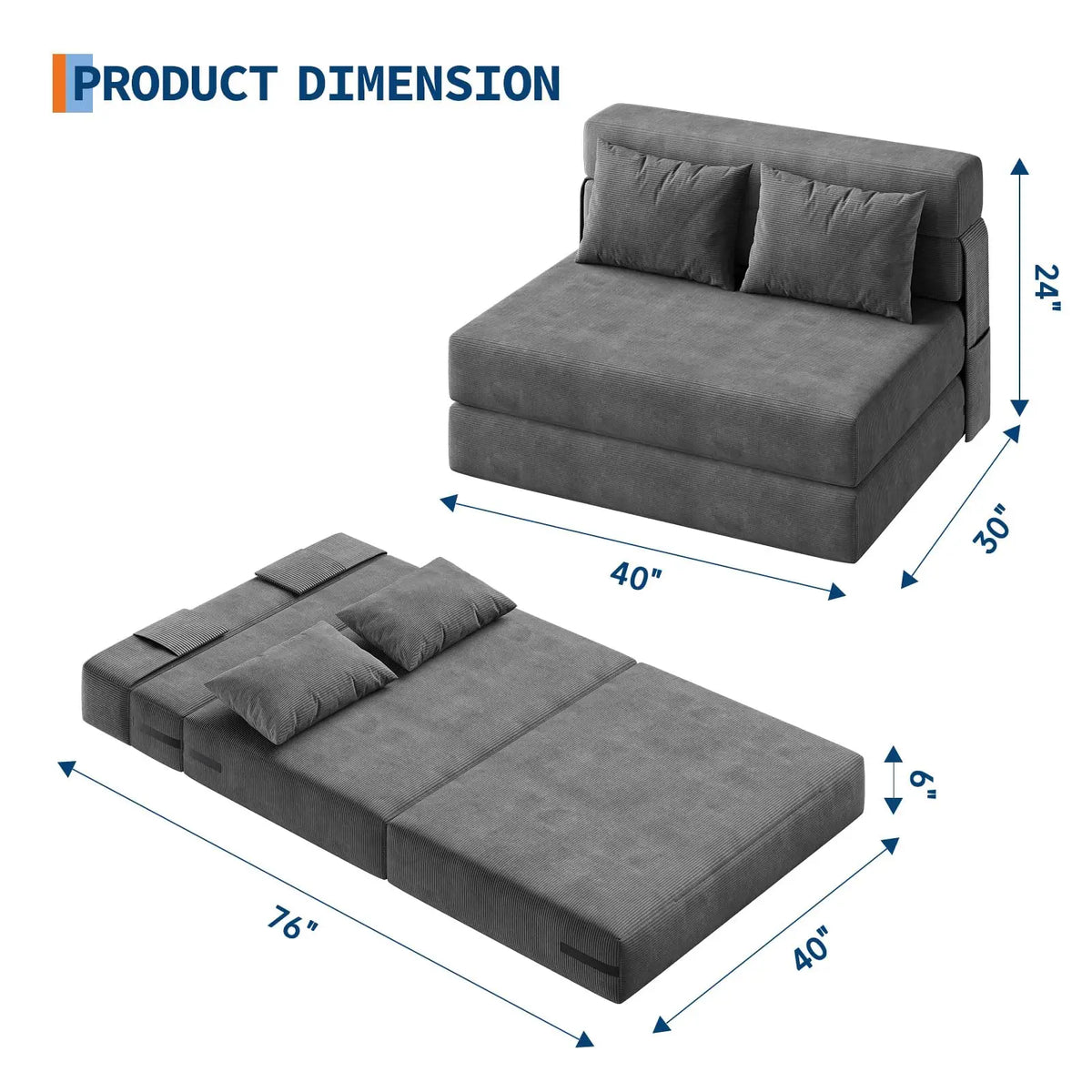 HobbyLane Four In One Folding Sofa Bed With Pillow