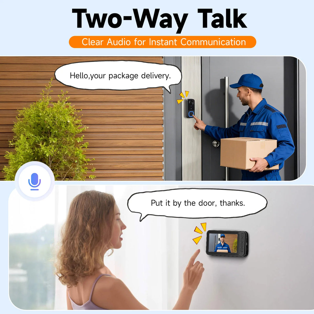 Wireless Video Doorbell With Night Vision And Two Way Talk