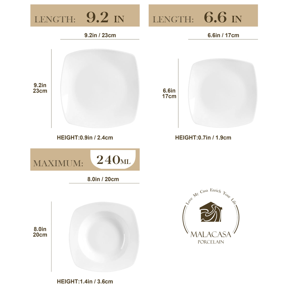 MALACASA Julia Porcelain Dinnerware Set