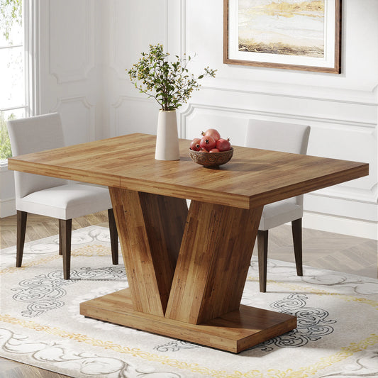 Tribesigns Farmhouse Wooden Dining Table With Pedestal