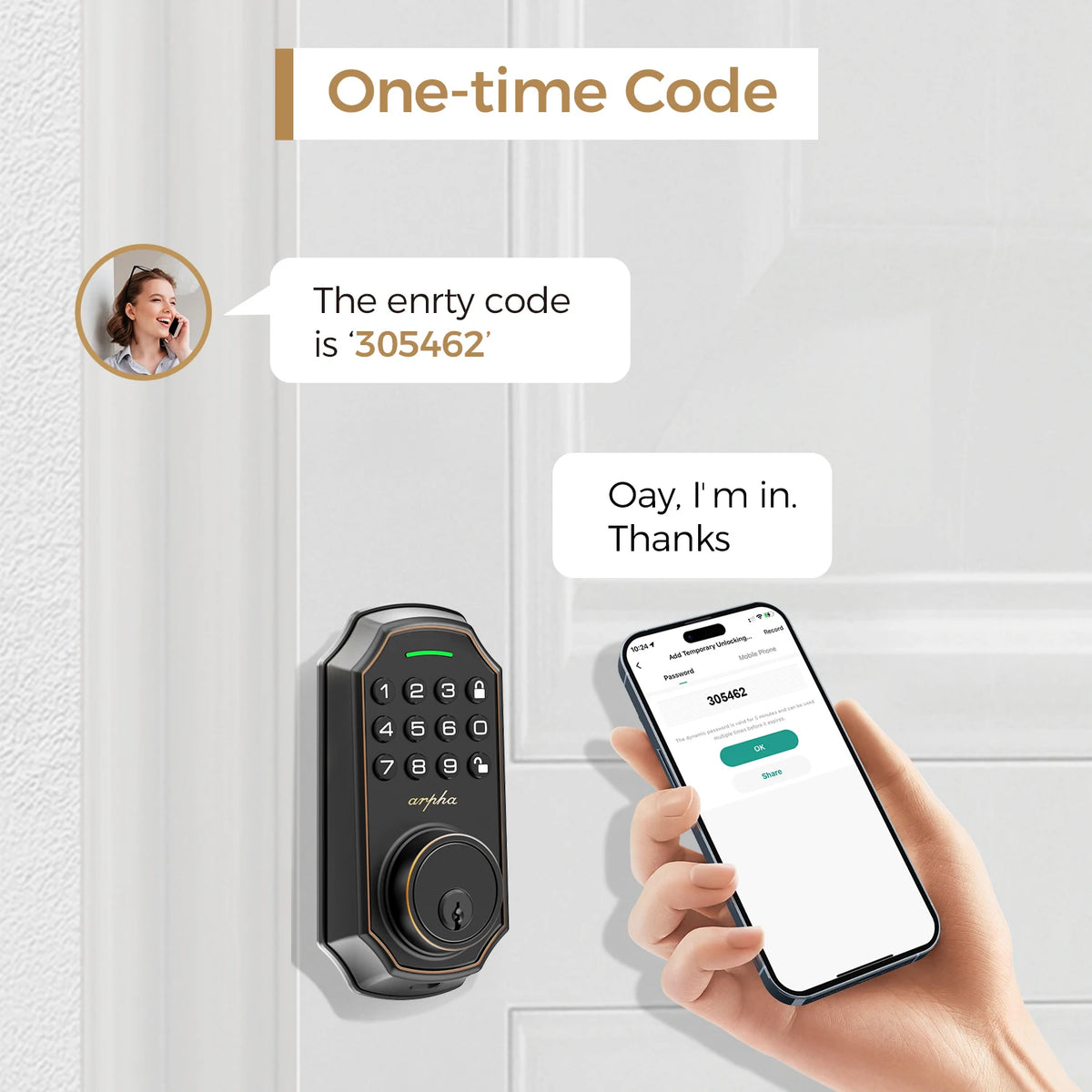 Tuya WiFi Keypad Smart Door Lock Deadbolt