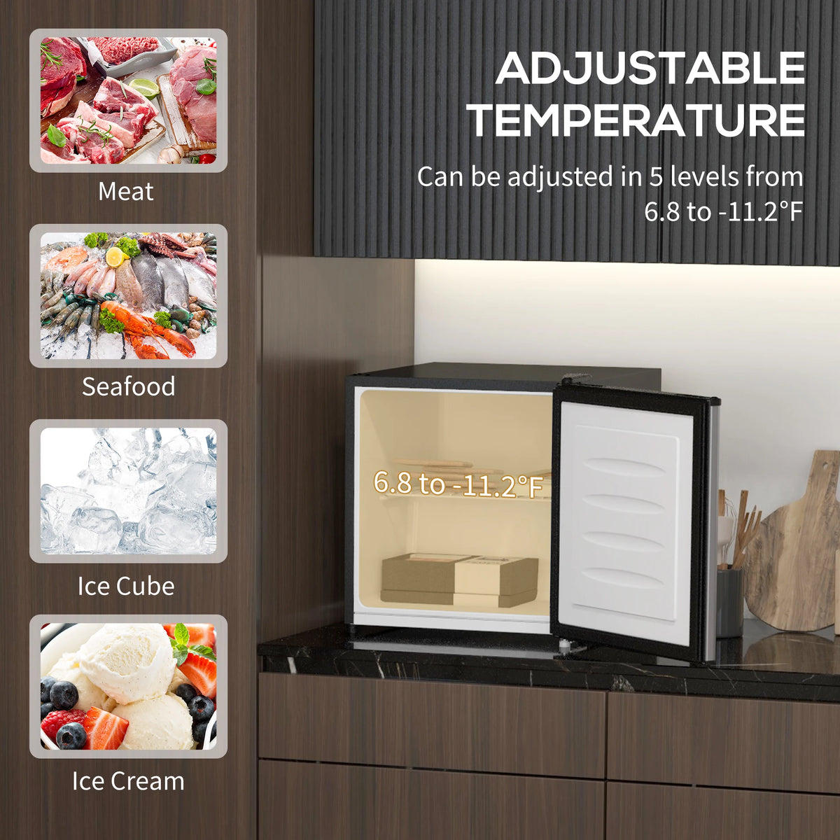 HOMCOM Compact Countertop Freezer With Removable Shelf