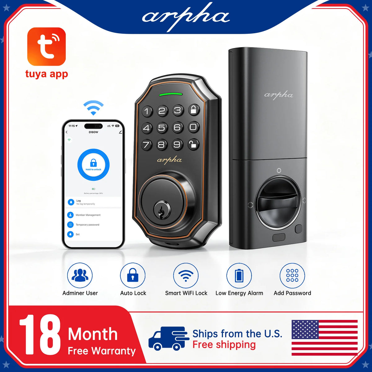 WiFi Keypad Smart Door Lock With App Control