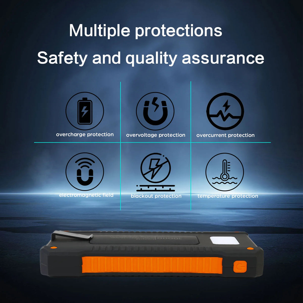 Waterproof Solar Wireless Power Bank With Flashlight