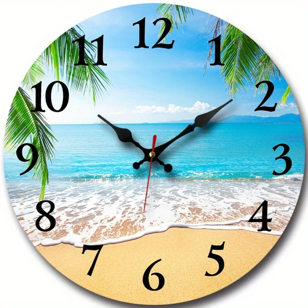 XMSJ Modern Wooden Round Silent Wall Clock