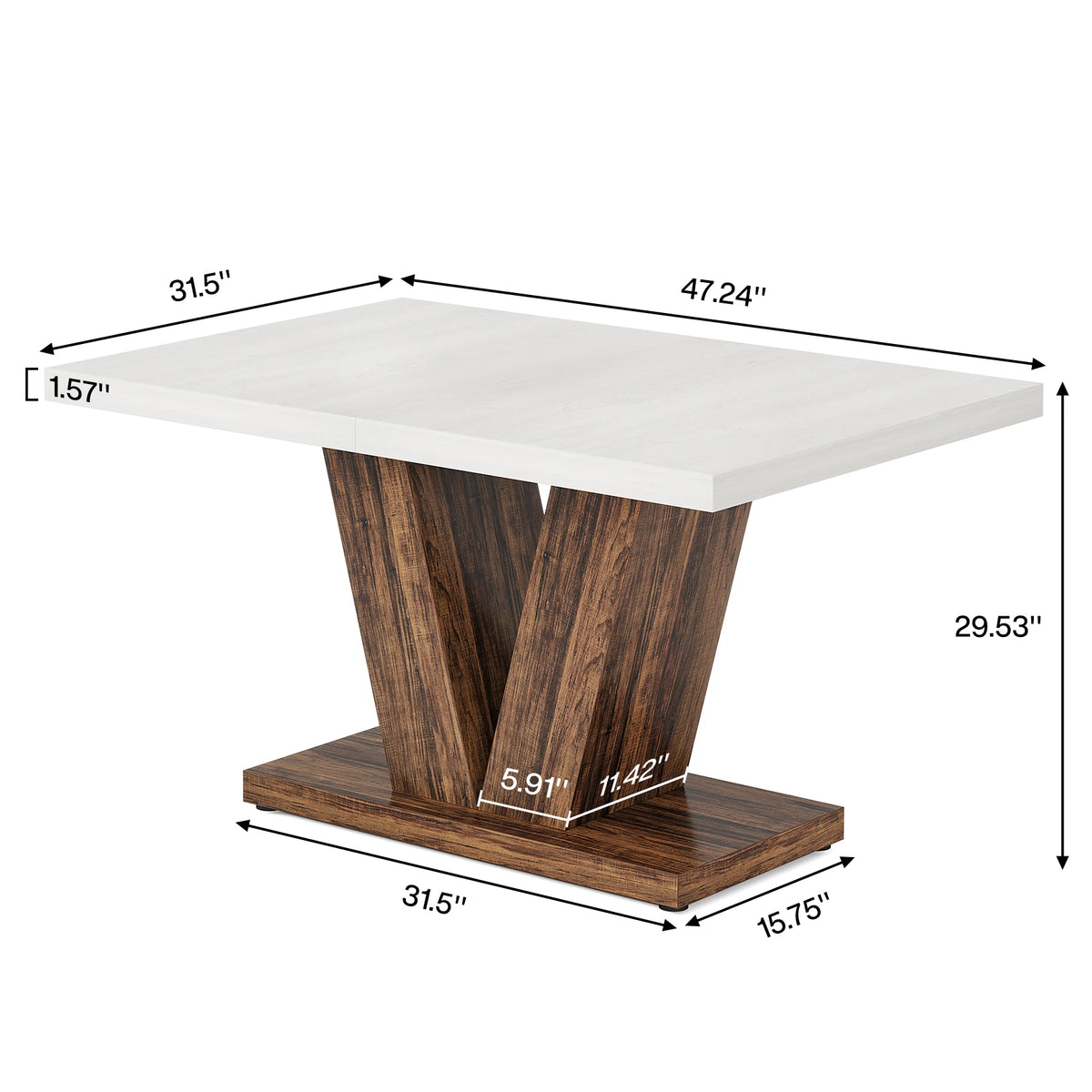 Tribesigns Farmhouse Wooden Dining Table With Pedestal
