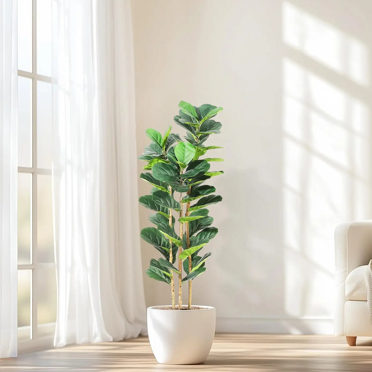 HiMiss Artificial Fiddle Leaf Fig Tree With Pot