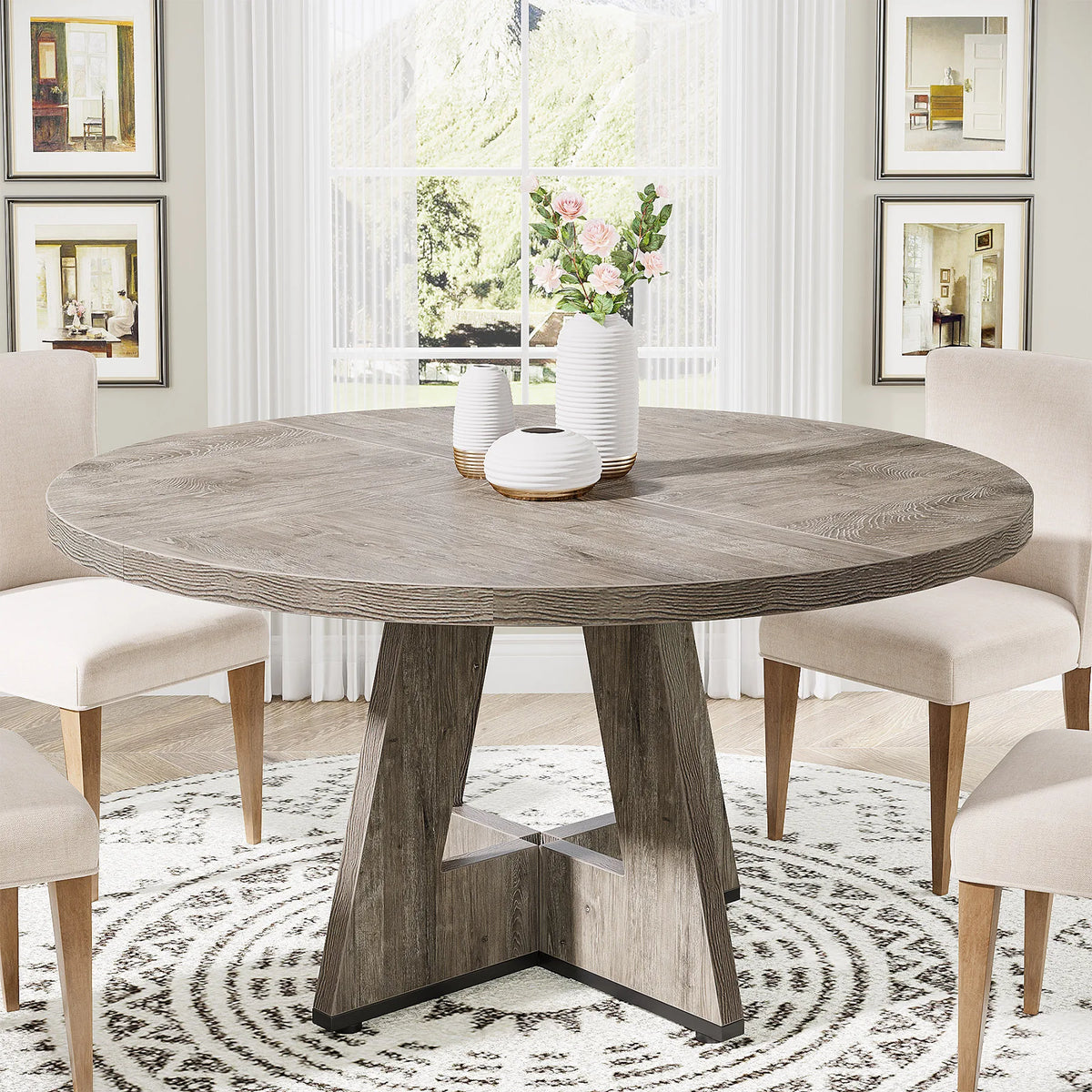 Tribesigns Round Farmhouse Dining Table