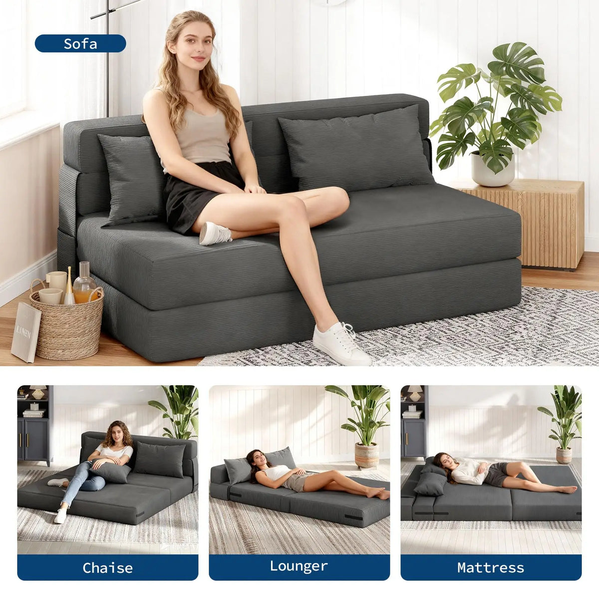 HobbyLane Four In One Folding Sofa Bed With Pillow