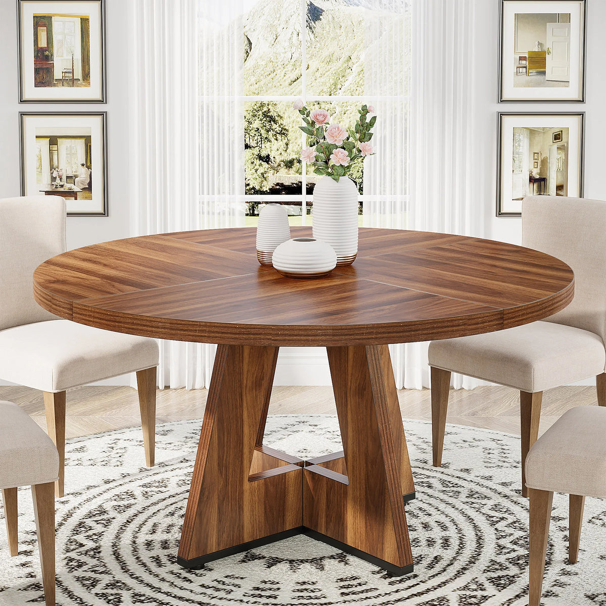Tribesigns Round Farmhouse Dining Table