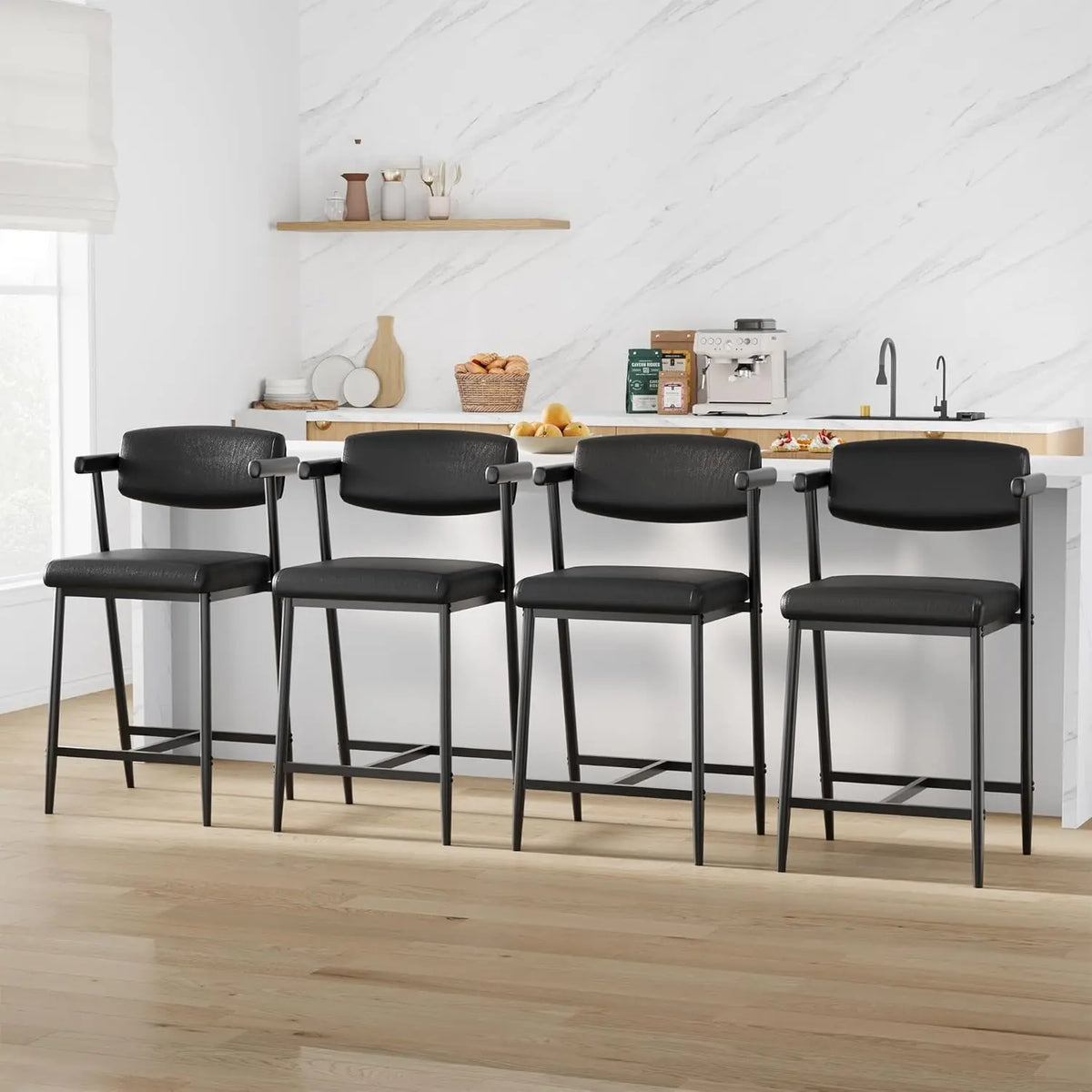 Twister CK Modern Bar Stools With Back And Upholstered Seat