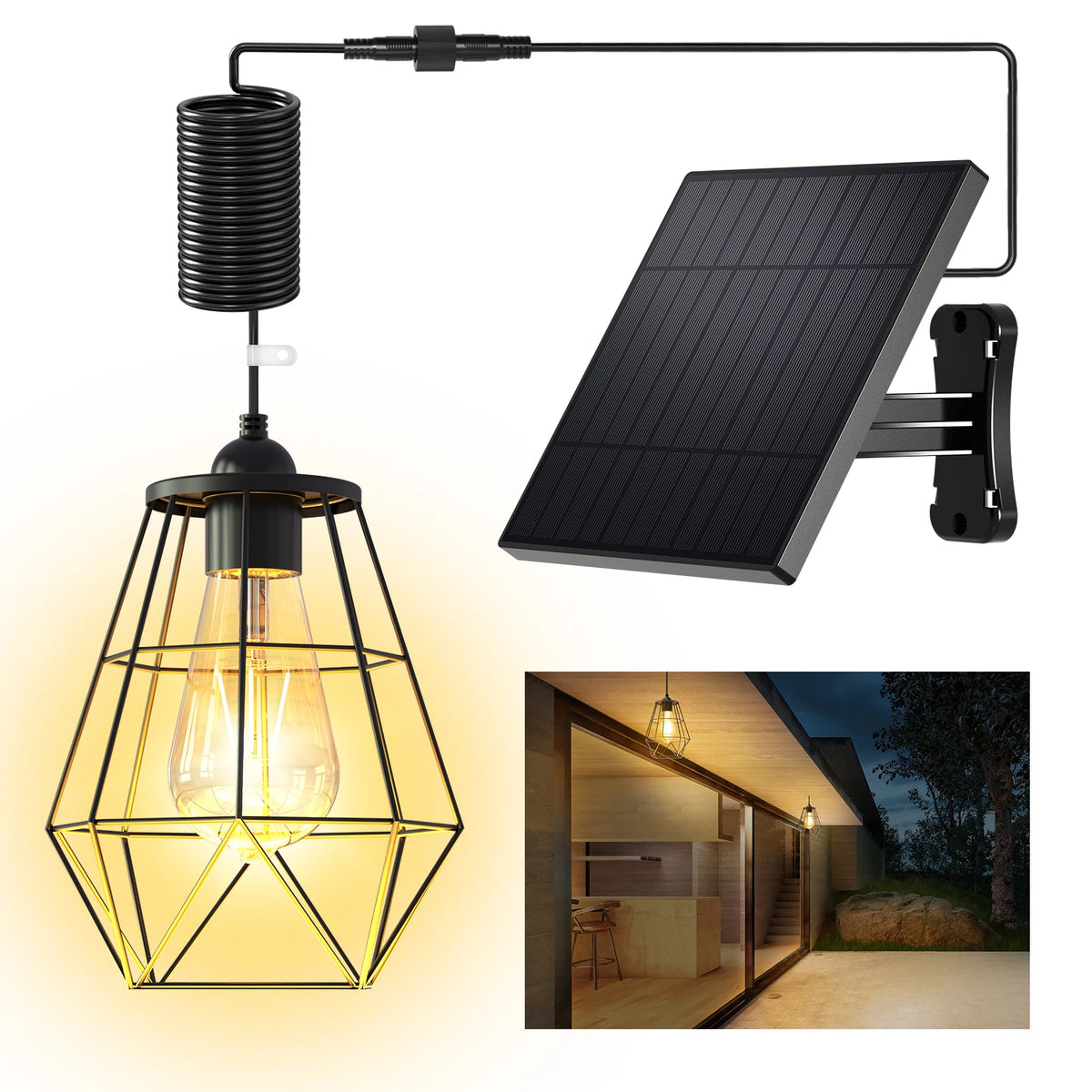 Intelamp Solar Pendant Light 4000mAh Indoor Outdoor