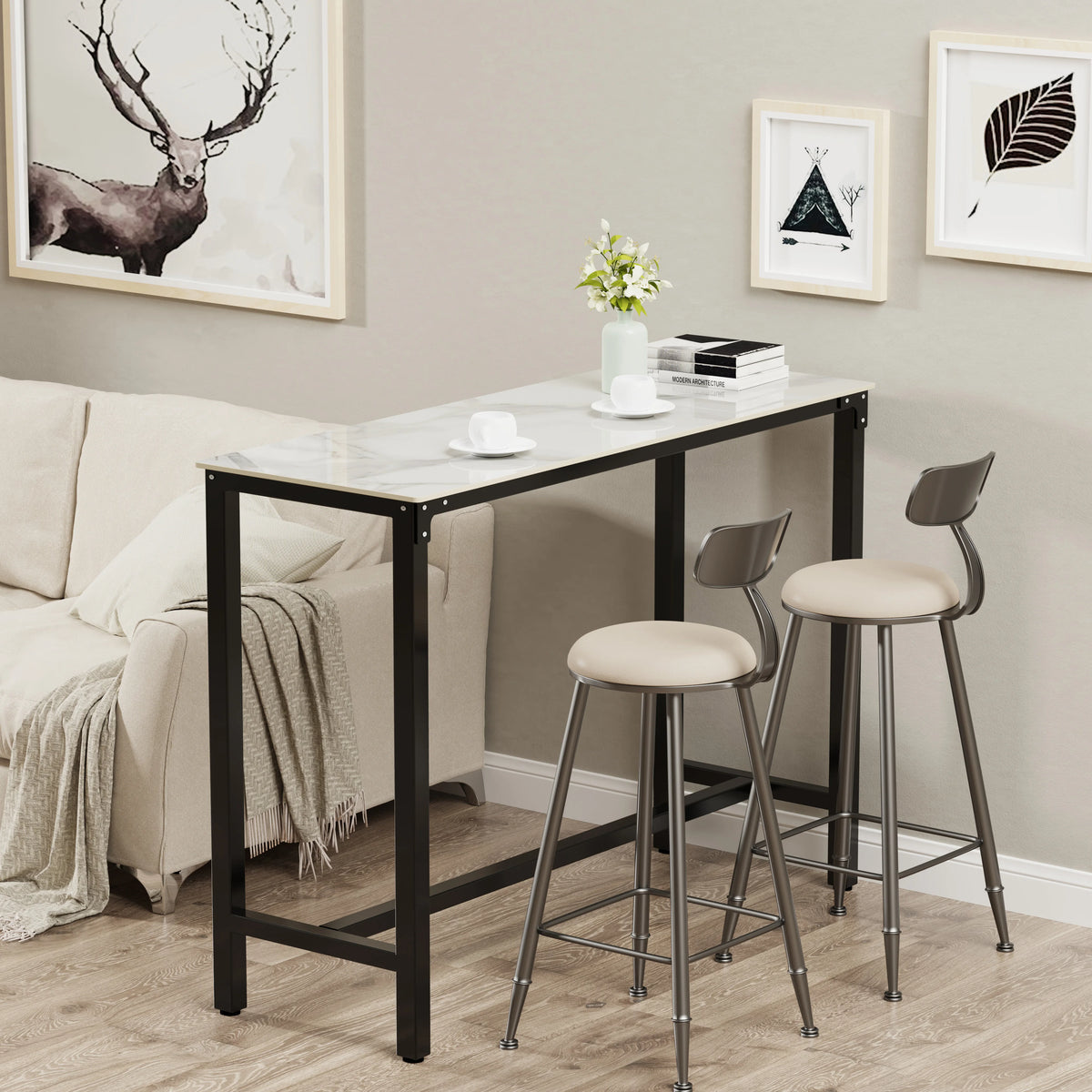 Wisfor Sintered Stone Bar Table With Metal Frame