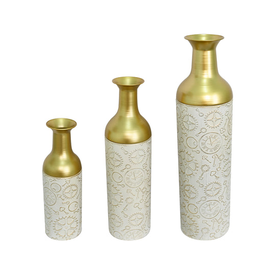 Three Tier Metal Floor Vase Set For Home Decor