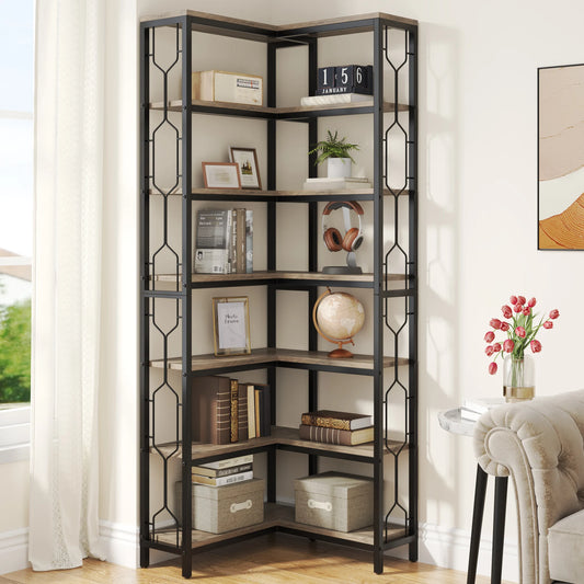 Tribesigns 7 Tier Industrial Corner Bookshelf