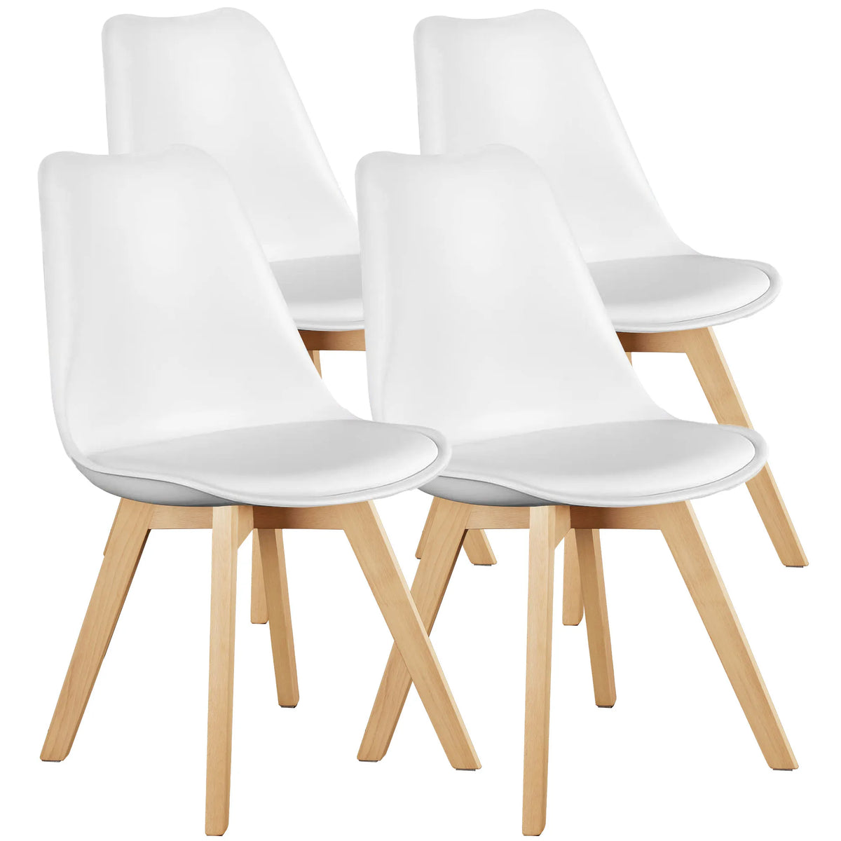 JHK PU Leather Dining Chair With Solid Wood Legs