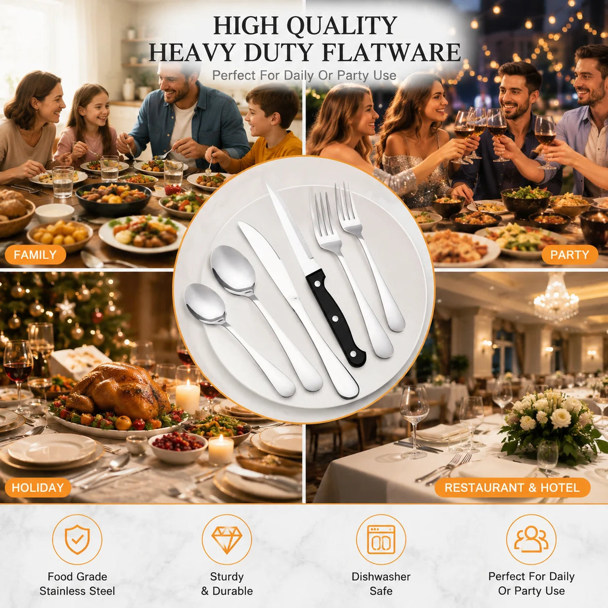 HANSMART Stainless Steel Flatware Set for Four
