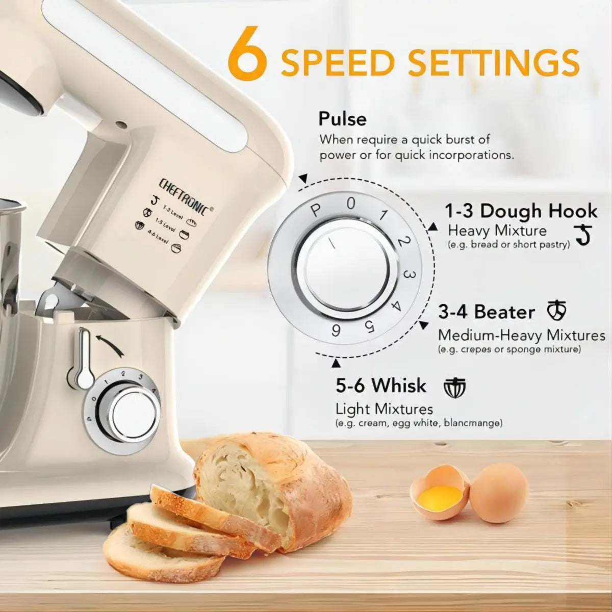 Cheftronic Tilt Head Electric Stand Mixer