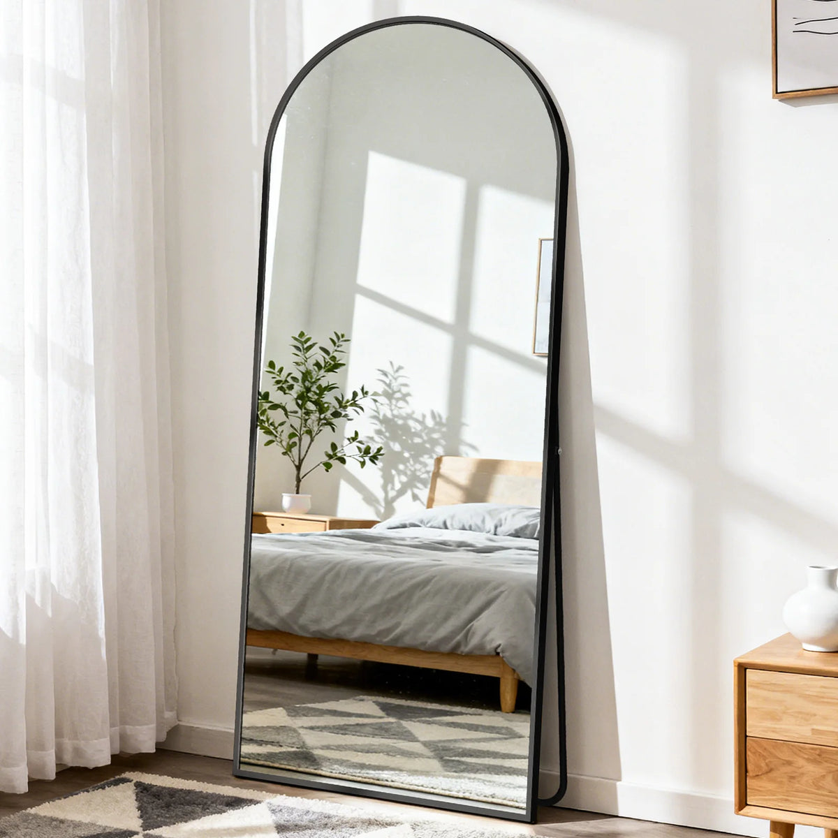 JHK 56"x21" Full Length Mirror with Aluminum Alloy Frame Leaning or Standing Full Length Mirror with Stand Floor Body Wall-Mounted Mirrors Suitable For Bedroom Bathroom