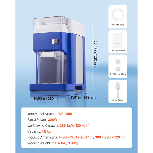 VEVOR Commercial Snow Cone Ice Shaver Stainless Steel Blades
