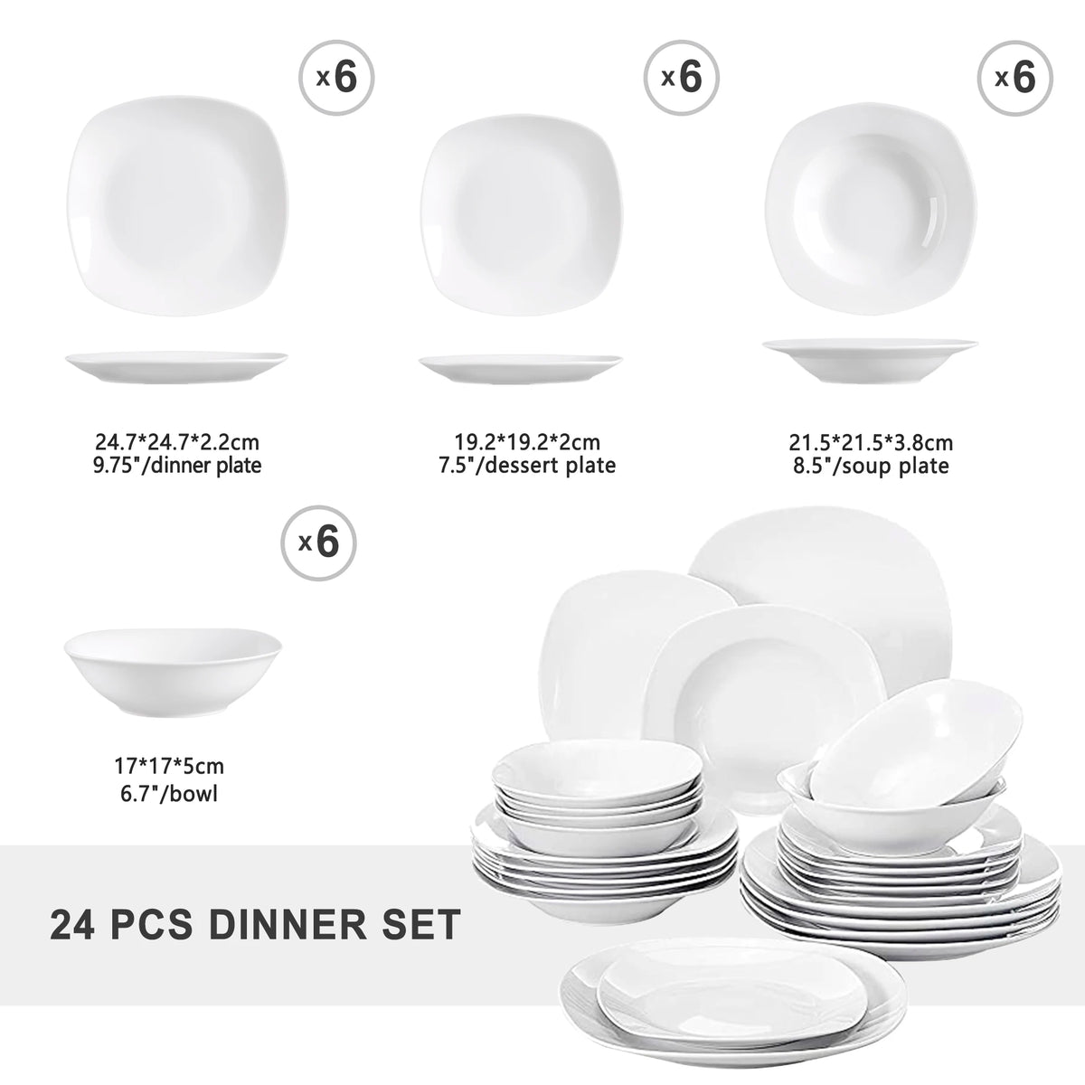 Malacasa Porcelain Dinnerware Set For Home Dining