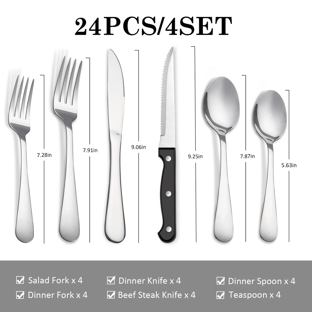 HANSMART Stainless Steel Flatware Set for Four