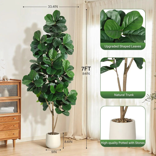 HiMiss Artificial Fiddle Leaf Fig Tree In Planter