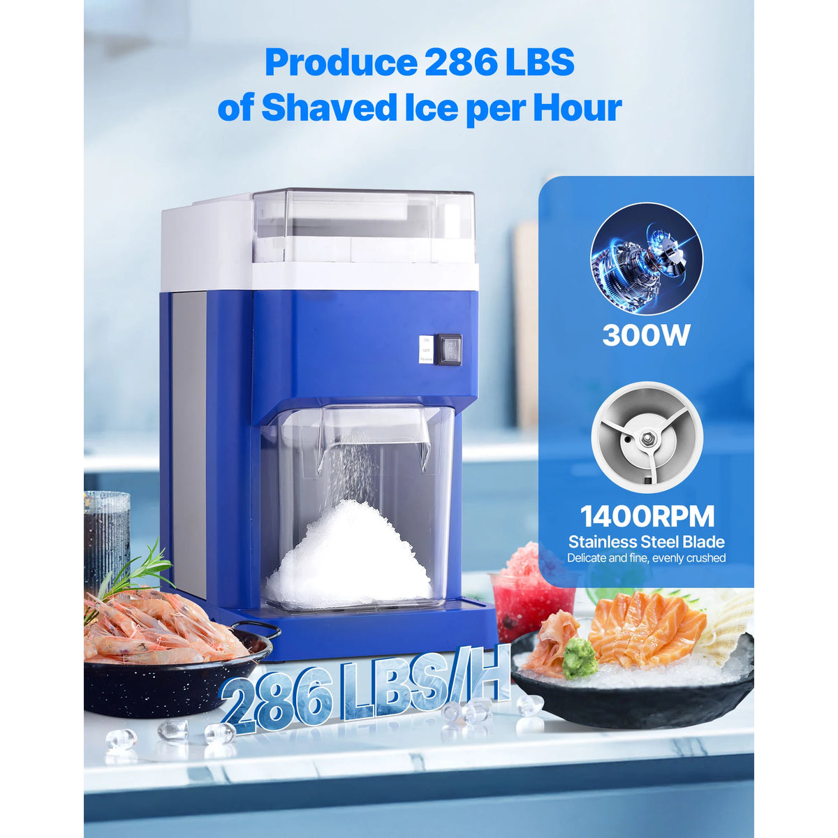 VEVOR Commercial Snow Cone Ice Shaver Stainless Steel Blades