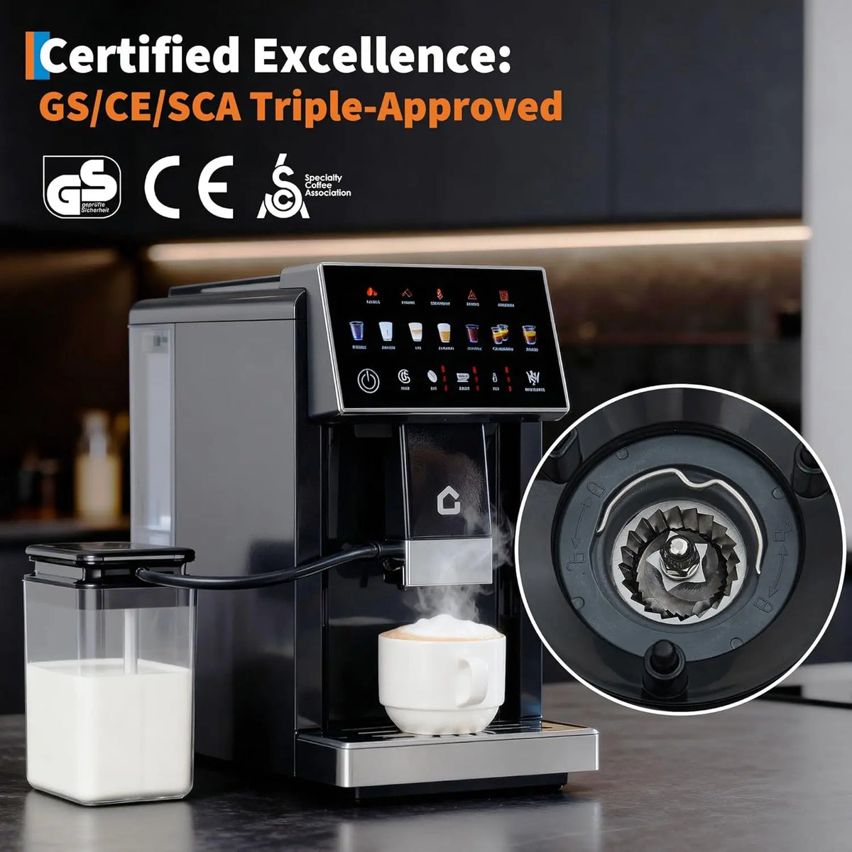 Acekool Fully Automatic Espresso Machine With Milk Frother
