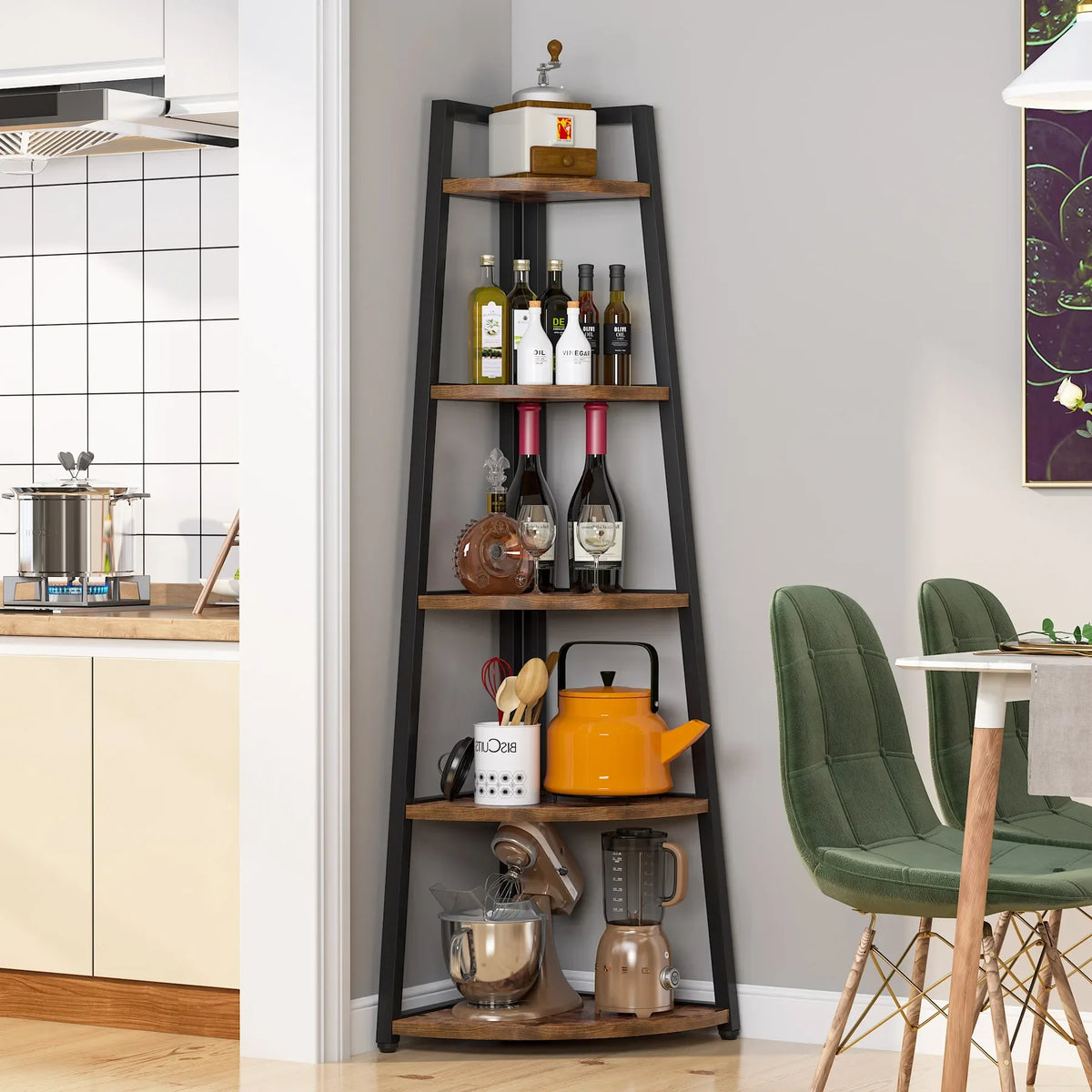 Tribesigns Five Tier Corner Wooden Bookshelf