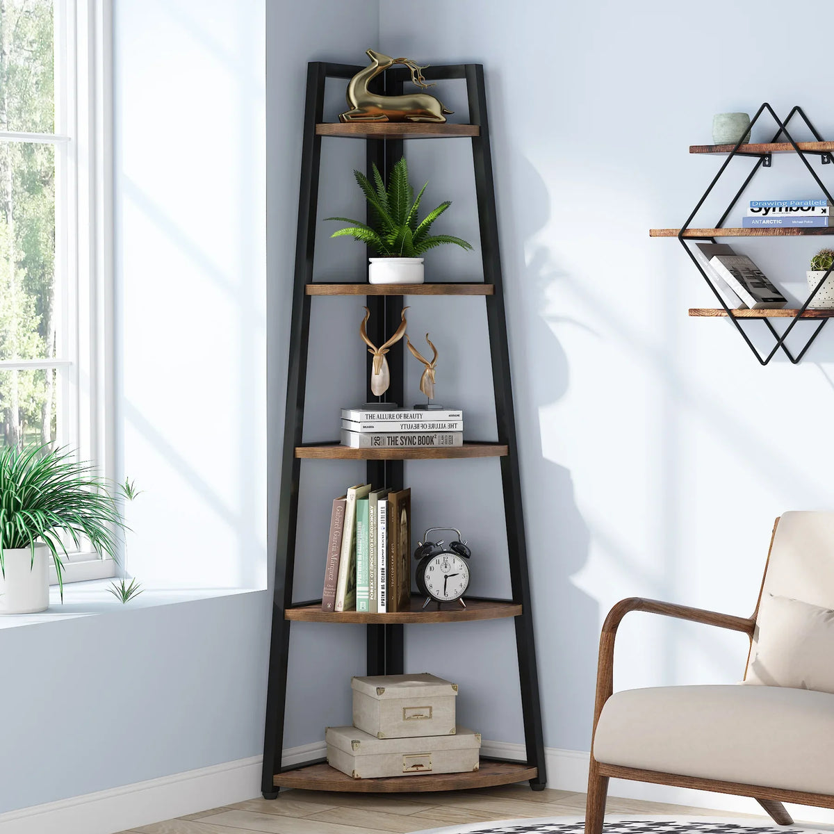 Tribesigns Five Tier Corner Bookshelf