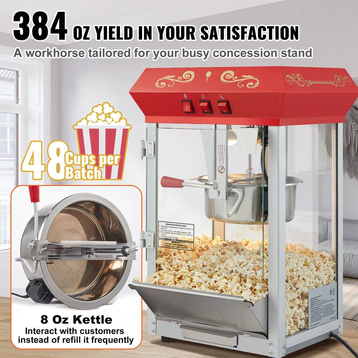 SucceBuy Countertop Popcorn Popper Machine