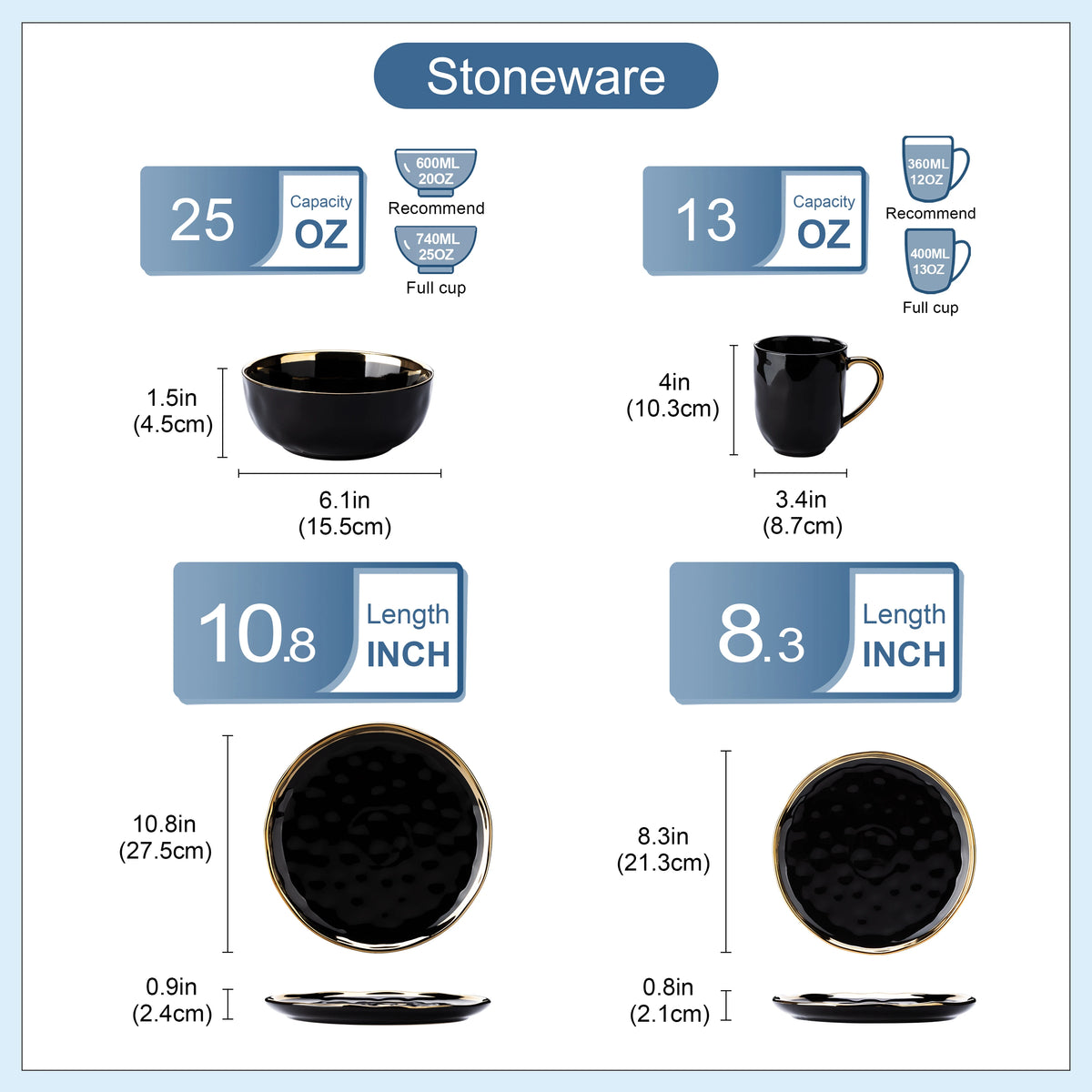 MALACASA Ceramic Dinnerware Set with Plates and Bowls