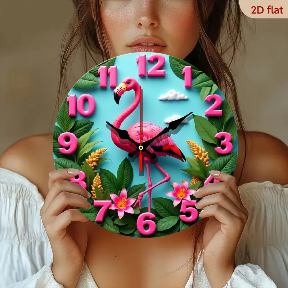 Tropical Flamingo Wall Clock for Nursery Decor