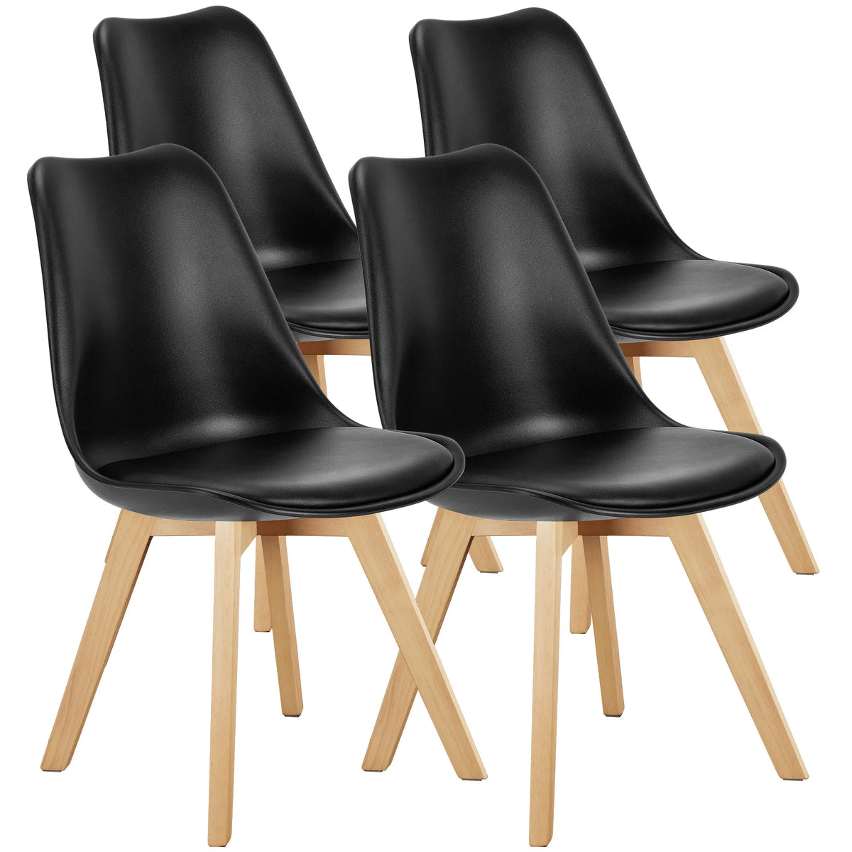 JHK PU Leather Dining Chair With Solid Wood Legs