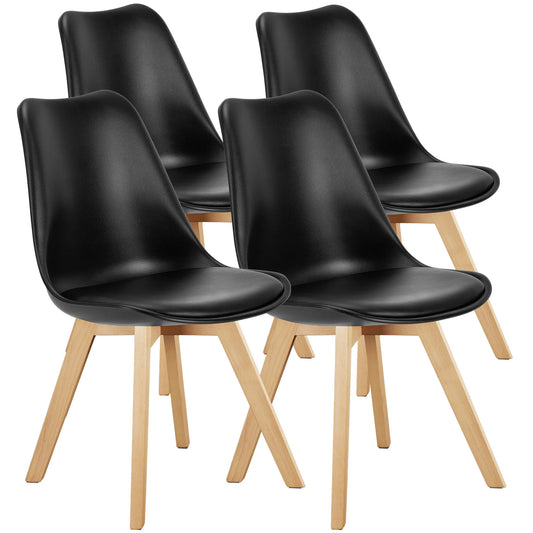 JHK PU Leather Dining Chair With Solid Wood Legs