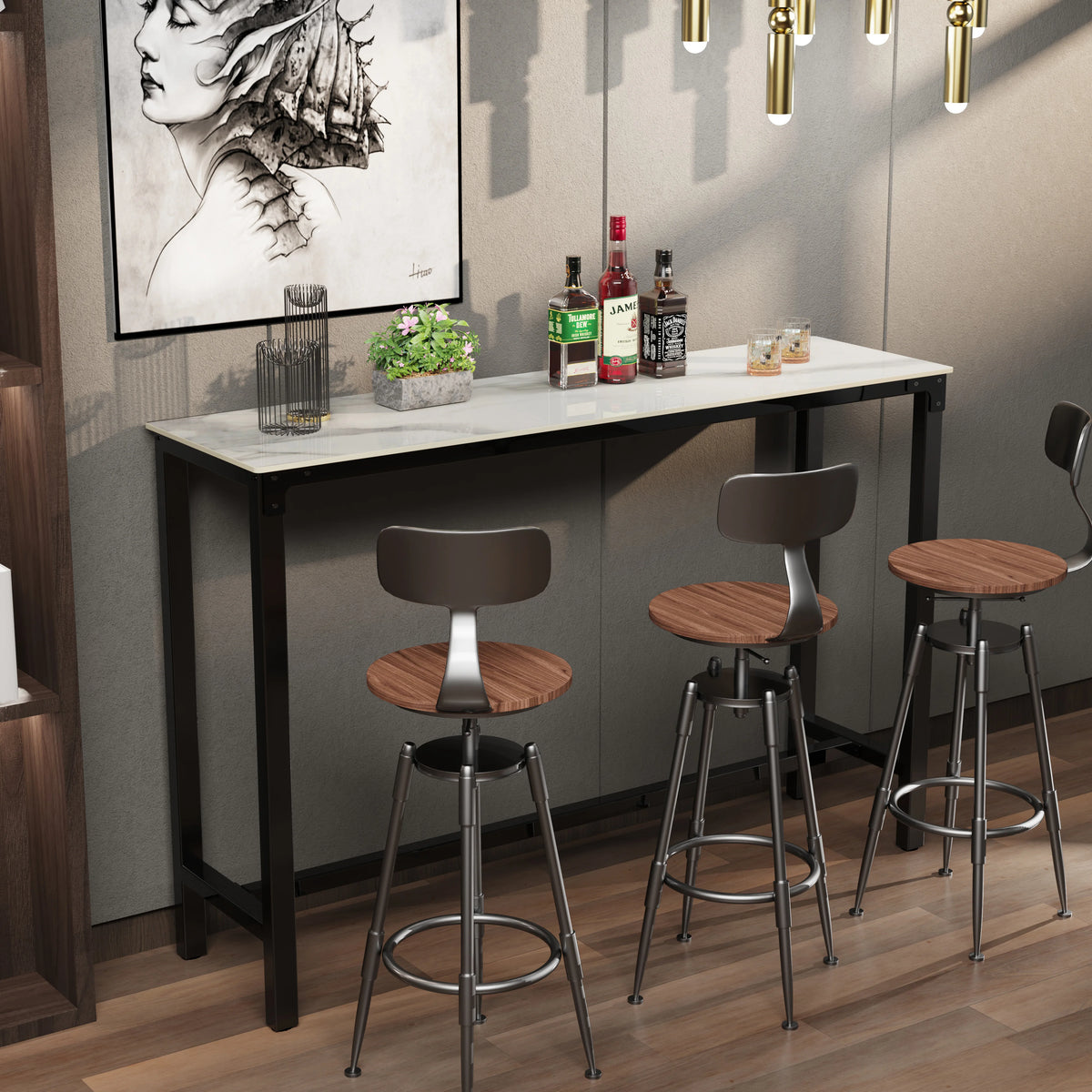 Wisfor Sintered Stone Bar Table With Metal Frame