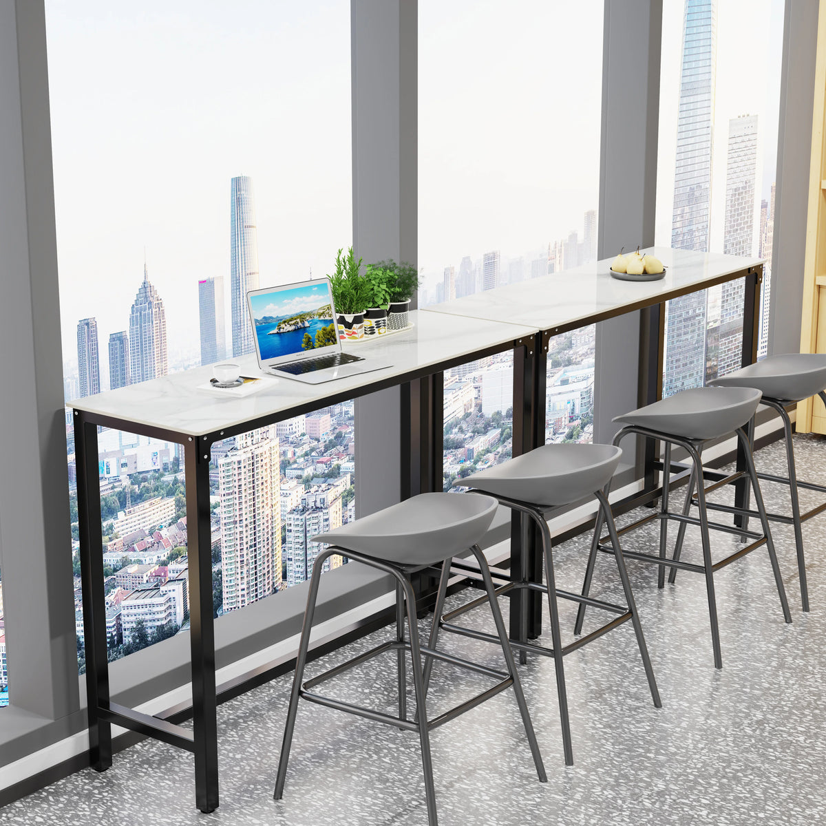Wisfor Sintered Stone Bar Table With Metal Frame