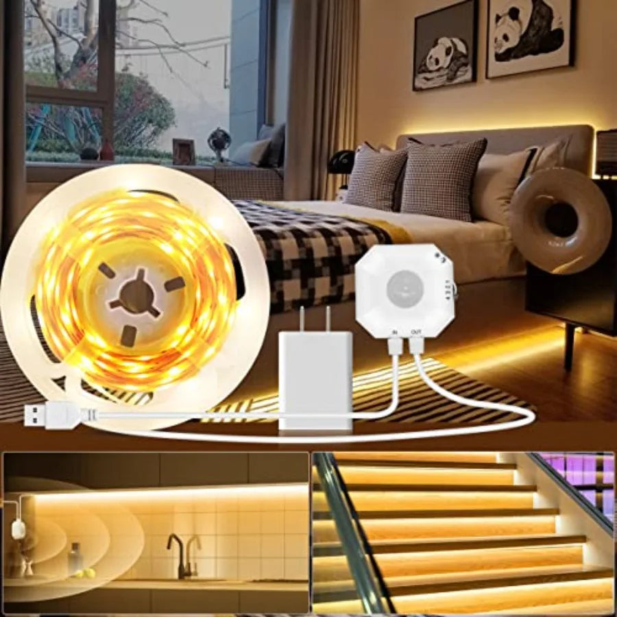 Solar Motion Sensor LED Under Bed Strip Lights With Timer