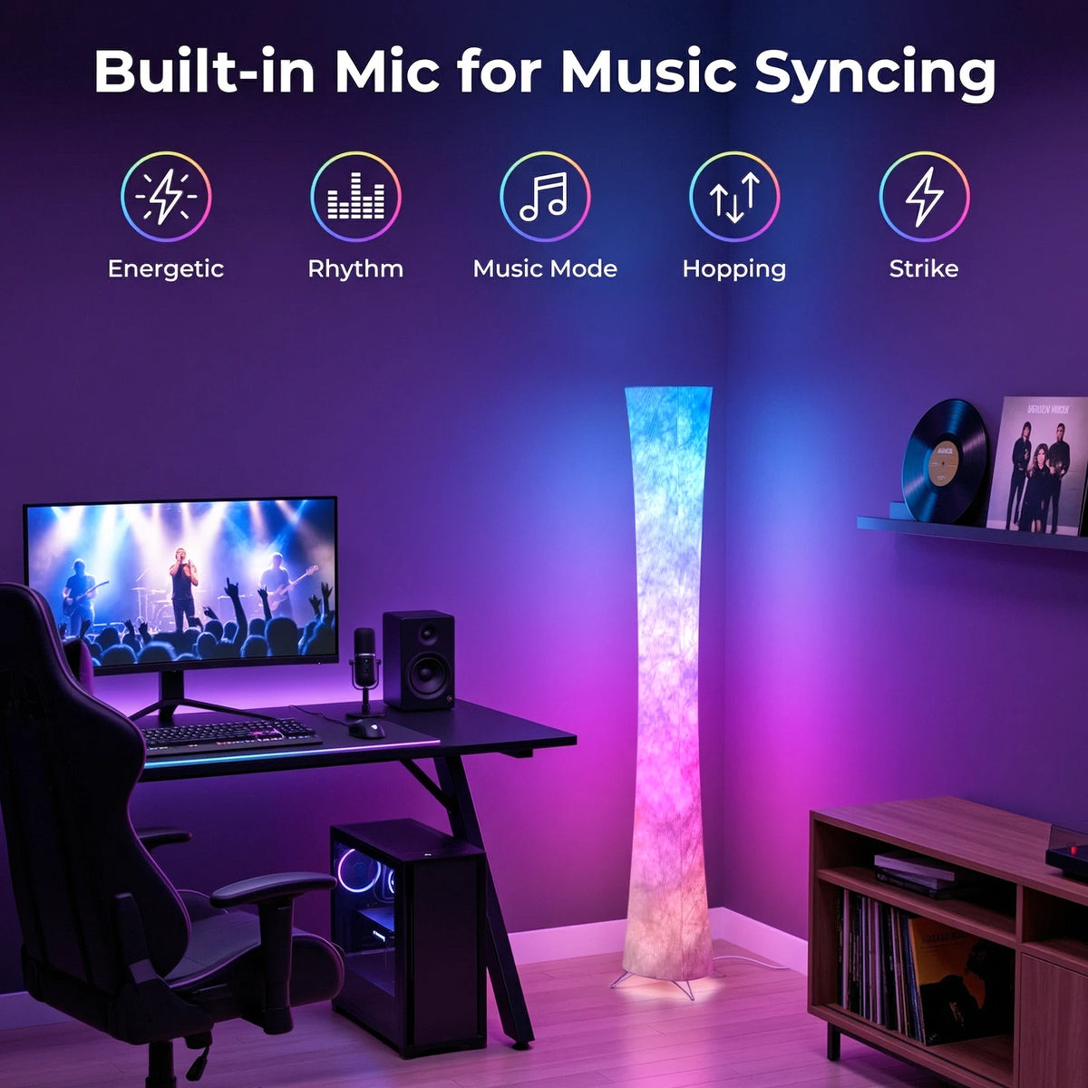 Smart Floor Lamp With Music Sync And Remote Control