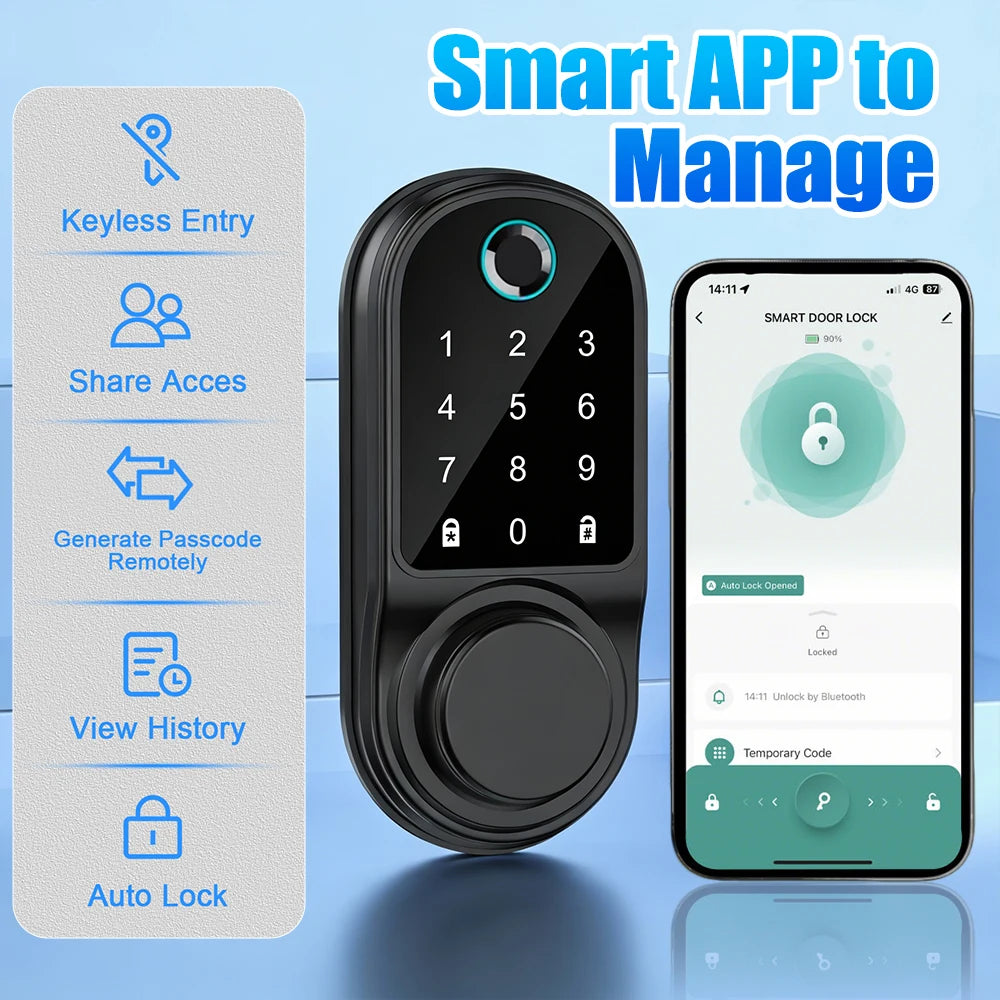 Smart Fingerprint Keypad Deadbolt Door Lock