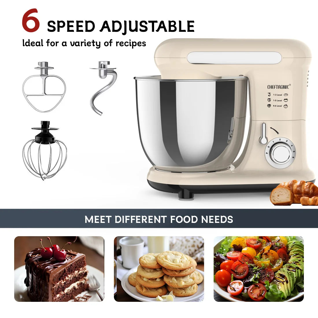 Cheftronic Tilt Head Electric Stand Mixer