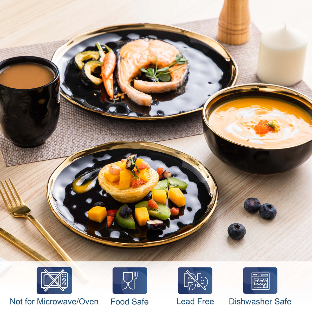 MALACASA Ceramic Dinnerware Set with Plates and Bowls
