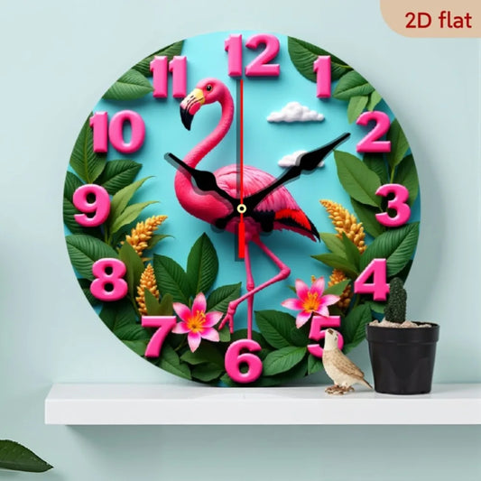 Tropical Flamingo Wall Clock for Nursery Decor
